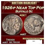 1926-p Buffalo Nickel Near Top Pop 5c ms67 SEGS