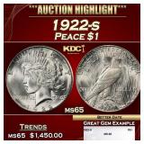 1922-s Peace Dollar $1 ms65 SEGS