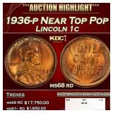 1936-p Lincoln Cent Near Top Pop 1c ms68 rd SEGS