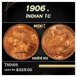 1906 Indian Cent . 1c Grades ms64 rd