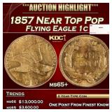 1857 Flying Eagle Cent Near Top Pop 1c ms65+ SEGS