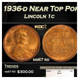 1936-d Lincoln Cent Near Top Pop 1c ms67 rd SEGS
