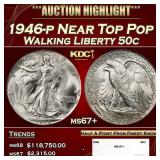 1946-p Walking Liberty Half Dollar Near Top Pop 50