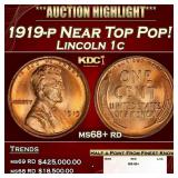 1919-p Lincoln Cent Near Top Pop! 1c ms68+ rd SEGS