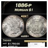 1886-p Morgan Dollar $1 ms66+ SEGS
