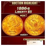 1886-s Gold Liberty Half Eagle $5 ms64+ SEGS