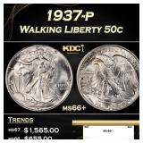 1937-p Walking Liberty Half Dollar 50c ms66+ SEGS