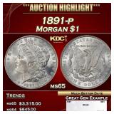 1891-p Morgan Dollar $1 ms65 SEGS