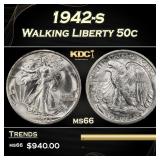 1942-s Walking Liberty Half Dollar 50c Grades ms66