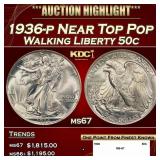 1936-p Walking Liberty Half Dollar Near Top Pop 50