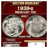 1939-s Mercury Dime 10c ms66 FSB SEGS