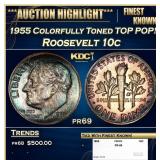 1955 Proof Roosevelt Dime Colorfully Toned TOP POP