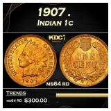 1907 Indian Cent . 1c Grades ms64 rd