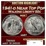 1941-d Walking Liberty Half Dollar Near Top Pop 50