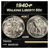 1940-p Walking Liberty Half Dollar 50c Grades ms66