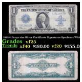 1923 $1 large size Silver Certificate Grades vf+ S