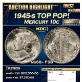 1945-s Mercury Dime TOP POP! 10c ms68+ FSB SEGS