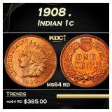 1908 Indian Cent . 1c Grades ms64 rd