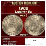 1902 Liberty Nickel 5c ms66+ SEGS