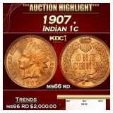 1907 Indian Cent . 1c ms66 rd SEGS