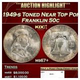 1949-s Franklin Half Dollar Toned Near Top Pop 50c