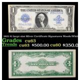 1923 $1 large size Silver Certificate Grades Selec