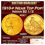 1910-p Gold Indian Quarter Eagle Near Top Pop! $2
