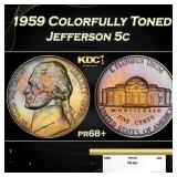 1959 Proof Jefferson Nickel Colorfully Toned 5c pr