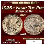 1926-p Buffalo Nickel Near Top Pop 5c ms67 SEGS