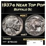 1937-s Buffalo Nickel Near Top Pop 5c ms67 SEGS