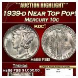 1939-d Mercury Dime Near Top Pop! 10c ms68 FSB SEG
