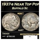 1937-s Buffalo Nickel Near Top Pop 5c ms67 SEGS