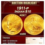 1911-p Gold Indian Eagle $10 ms66 SEGS