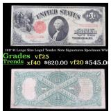 1917 $1 Large Size Legal Tender Note Grades vf+ Si