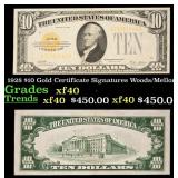 1928 $10 Gold Certificate Signatures Woods/Mellon