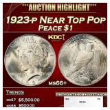 1923-p Peace Dollar Near Top Pop $1 ms66+ SEGS