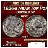 1936-s Buffalo Nickel Near Top Pop 5c ms67 SEGS