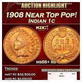 1908 Indian Cent Near Top Pop! 1c ms66+ rd SEGS
