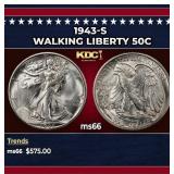 1943-s Walking Liberty Half Dollar 50c Grades ms66