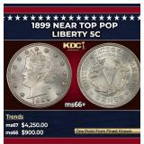 1899 Liberty Nickel Near Top Pop 5c ms66+ SEGS