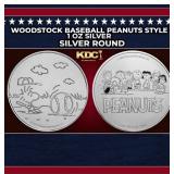 Woodstock Baseball Peanuts Style - 1 oz Silver Rou