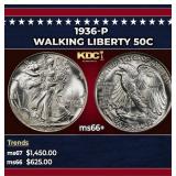 1936-p Walking Liberty Half Dollar 50c ms66+ SEGS