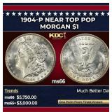 1904-p Morgan Dollar Near Top Pop $1 ms66 SEGS