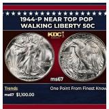 1944-p Walking Liberty Half Dollar Near Top Pop 50