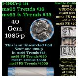 BU Shotgun Jefferson 5c roll, 1985-p 40 pcs Bank $