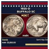 1925-d Buffalo Nickel 5c ms64 SEGS