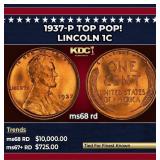 1937-p Lincoln Cent TOP POP! 1c ms68 rd SEGS