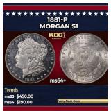 1881-p Morgan Dollar $1 Grades ms64+