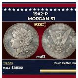 1902-p Morgan Dollar $1 Grades ms63