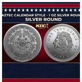 Aztec Calendar Style - 1 oz Silver Round Round